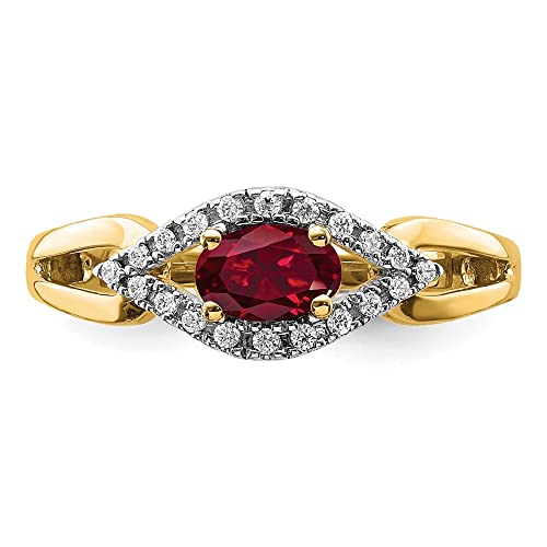 Diamond2Deal 14k Yellow Gold Lab Grown Diamond and Ruby Engagement Wedding Ring