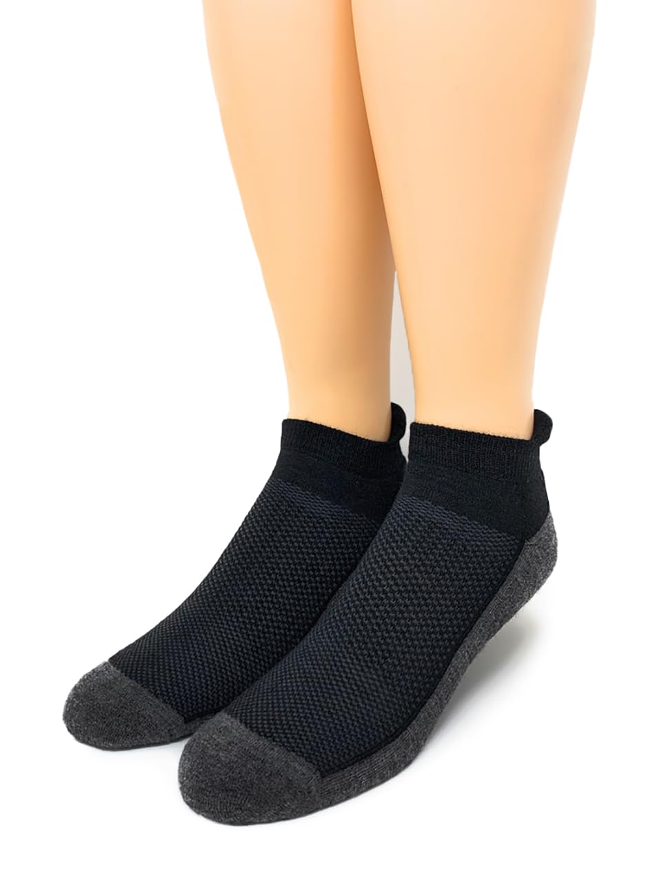 Warrior Alpaca Socks - Unisex High Performance Cross Trainer Athletic Socks (Large, Black/Grey Ankle)