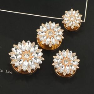 Lieson Ear Tunnels, 2PCS Stainless Steel Tunnels For Ears Flower with Cubic Zirconia Ear Gauges 5/8 inch Rose Gold