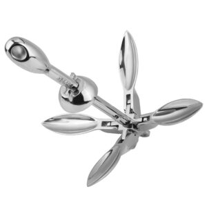 Marine Kayak Anchor, 1.5KG Heavy Duty 316 Stainless Steel Folding Grapnel Boat Anchor Easy to Install Grapnel Anchor, Boating Accessories for Kayaks Canoes Paddle Boards Small Watercrafts