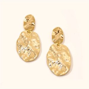 NEPULOY Gold Women Drop Dangle Earrings Hammered Statement Earrings