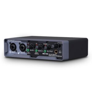 BOMGE USB Audio Interface(24 bit/192 kHz) with XLR,phantom power,Direct Monitoring,Loopback for PC Recording,Streaming,Guitarist,Vocalist and Podcasting