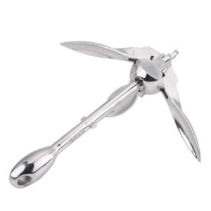 Marine Kayak Anchor, 1.5KG Heavy Duty 316 Stainless Steel Folding Grapnel Boat Anchor Easy to Install Grapnel Anchor, Boating Accessories for Kayaks Canoes Paddle Boards Small Watercrafts