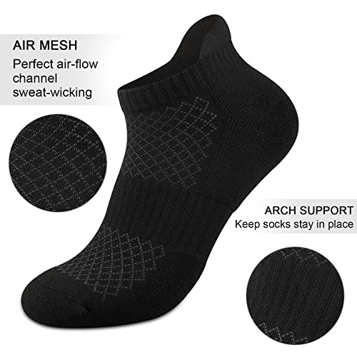 COOPLUS Mens Cotton Socks Ankle Athletic Cushion Running Socks for Men Moisture Wicking Breathable 6 Pairs