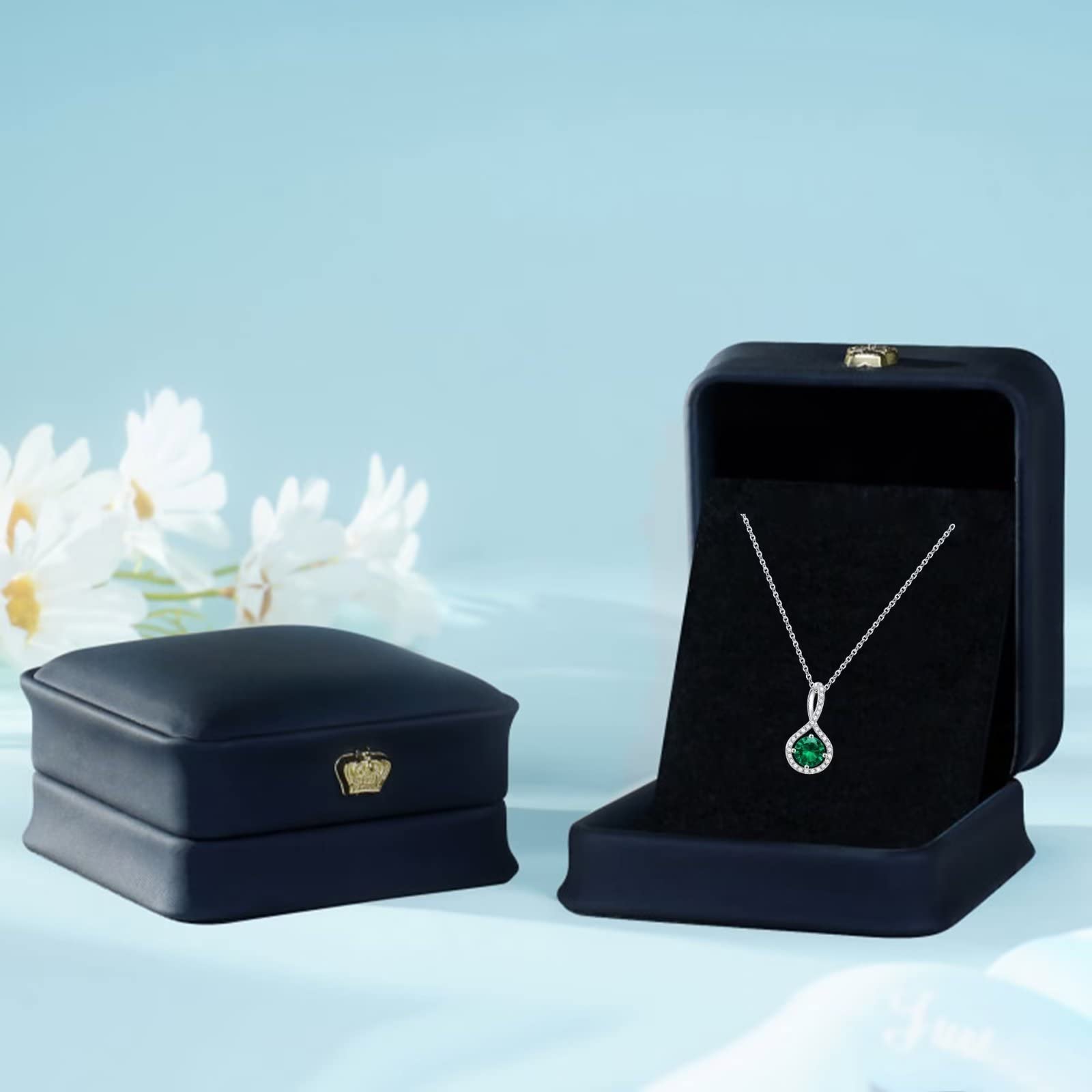 Ursilver Emerald Necklace for Women - S925 Sterling Silver Birthstone Necklace 2CT Emerald Necklace May Birthday Gifts May Birthstone Necklace May Birthstone Jewelry Mothers Day Gifts for Women