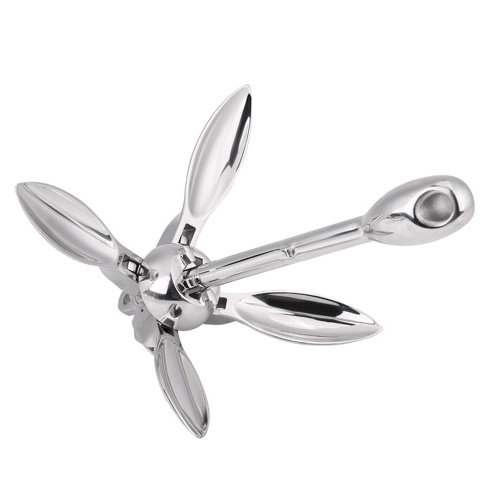 Marine Kayak Anchor, 1.5KG Heavy Duty 316 Stainless Steel Folding Grapnel Boat Anchor Easy to Install Grapnel Anchor, Boating Accessories for Kayaks Canoes Paddle Boards Small Watercrafts