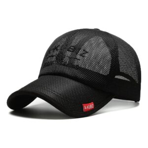 GEGEEN DOMOG Summer Mesh Baseball Cap for Men Women Trucker Mesh Hat Baseball Hats Outdoor Sports Running hat (202246*Black)