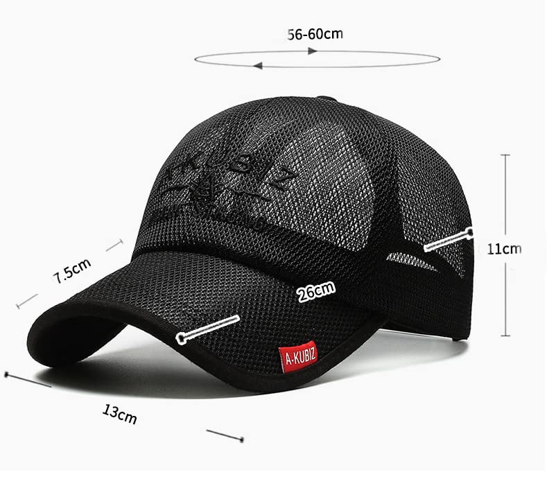 GEGEEN DOMOG Summer Mesh Baseball Cap for Men Women Trucker Mesh Hat Baseball Hats Outdoor Sports Running hat (202246*Black)