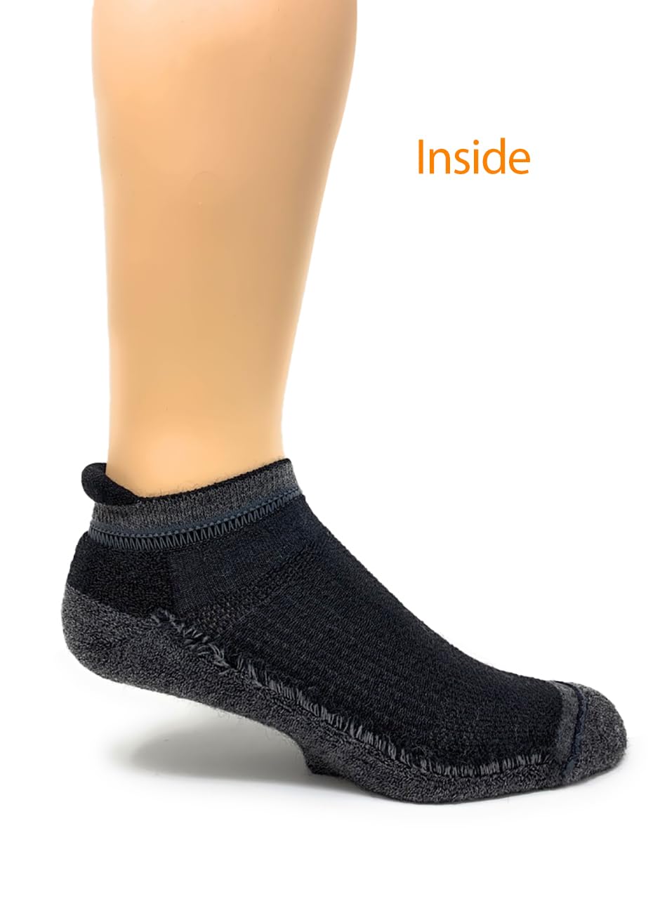 Warrior Alpaca Socks - Unisex High Performance Cross Trainer Athletic Socks (Large, Black/Grey Ankle)