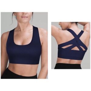 MOVINOW Sports Bra Seamless Medium Impact Longline Sports Bras for Women Yoga Bra Workout Removable Cups 3 Pack M