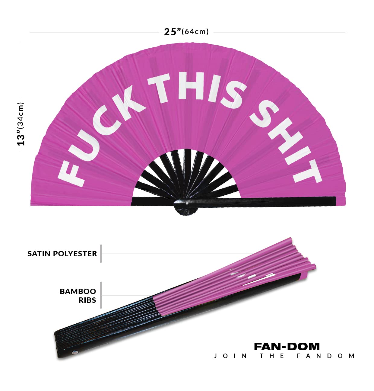 Fuck this Shit hand fan foldable bamboo circuit hand fan funny gag slang words expressions statement gifts Festival accessories Rave handheld Circuit event fan Clack fans (Pink)