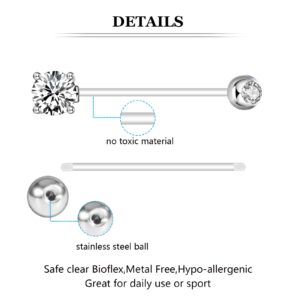 ONESING 3 Pcs 14G Pregnancy Belly Button Rings Flexible Maternity Belly Button Rings Plastic Long Pregnancy Belly Rings 38mm Cute CZ Jewelry Hypoallergenic Sport Navel Rings