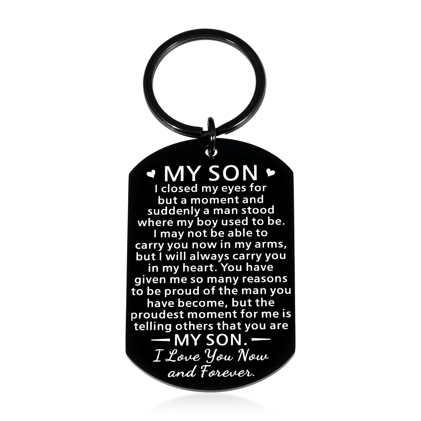 Inspirational Keychain Gift for Son Him from Mom Dad To My Son Back To School First Day of School Graduation Birthday Gifts Christmas Valentines Gift for Teen Boy Adult Son Stepson from Mother Father