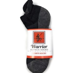 Warrior Alpaca Socks - Unisex High Performance Cross Trainer Athletic Socks (Large, Black/Grey Ankle)