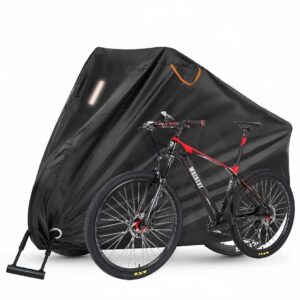 Bike Cover for 2 or 3 Bikes, Bicycle Cover Outdoor Storage Waterproof Rain Sun UV Dust Wind Proof with Lock Hole for city Mountain Road Electric Bike Heavy Duty Bikes Black