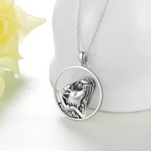 CVRAVO Wolf Necklace 925 Sterling Silver Wolf Pendant Necklace Spirit Animal Wolf Jewelry Gifts for Women Wife Mom