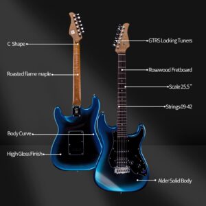 GTRS P800 Rosewood Fretboard Professional Electric Guitar Kit with Intelligent Process System Guitar Simulations Effects Drum Looper Metronome Support App Control for Recording Performance Practice