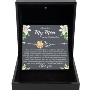 Sunflower Bracelet Luxury Box To My Mother on my wedding day, Mother of the Bride Gift from Daughter, Mom Wedding Gift, Sunflower Bracelet