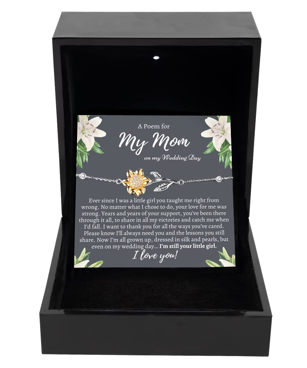 Sunflower Bracelet Luxury Box To My Mother on my wedding day, Mother of the Bride Gift from Daughter, Mom Wedding Gift, Sunflower Bracelet