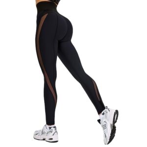 bona fide premium quality high waisted leggings for women with unique design and tummy control - womens workout leggings, l, black