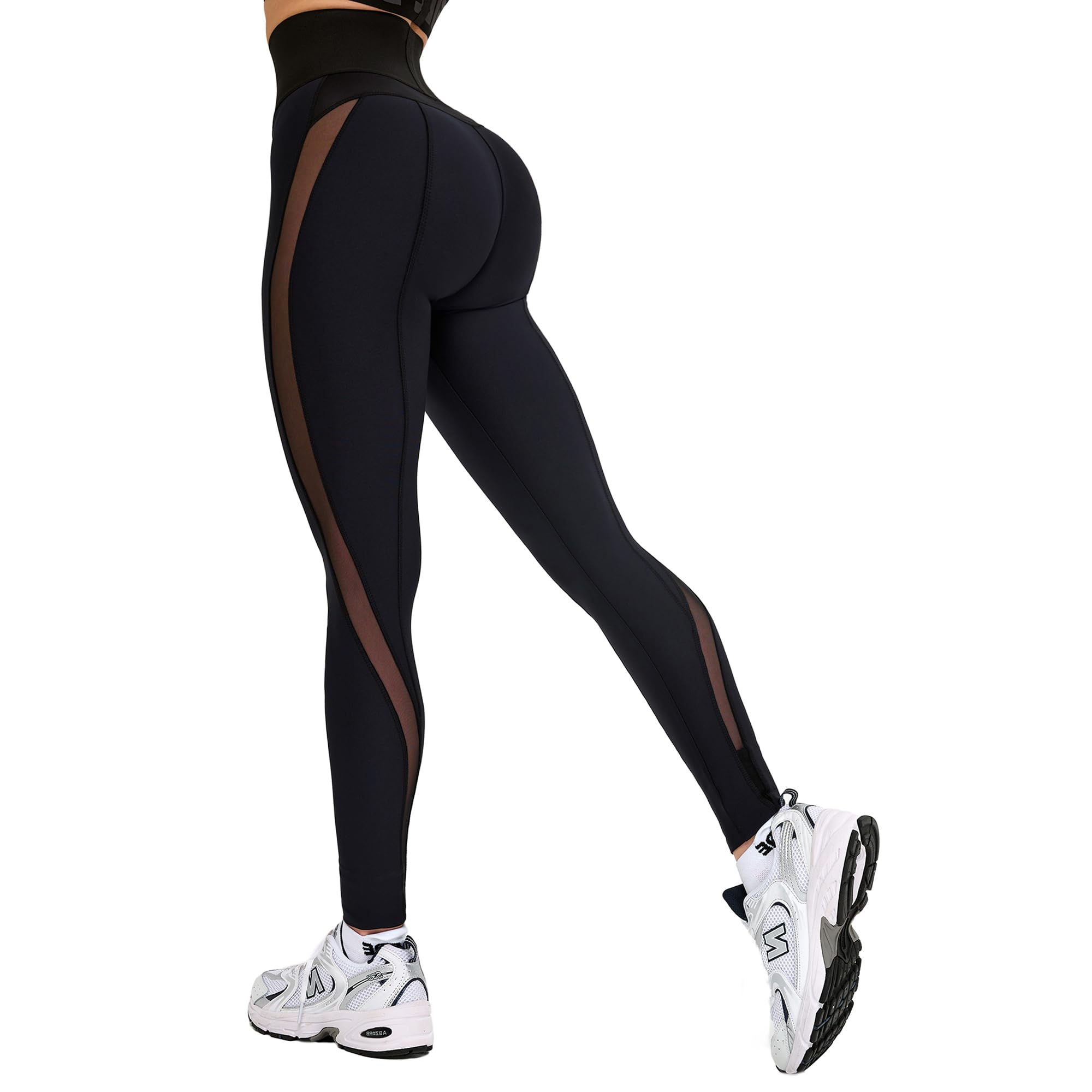 Bona Fide Premium Quality High Waisted Leggings for Women with Unique Design and Tummy Control - Womens Workout Leggings, L, Black