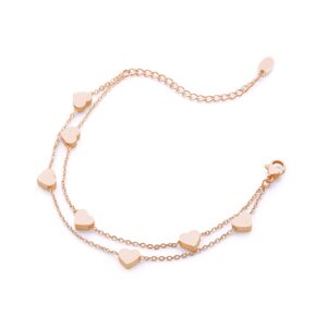 Pera Jewelry Heart Bracelets, 14K Gold Plated and Silver Plated Layered Chain Heart Bracelets for Women with Gift Box, Adjustable Charm Bracelets, Minimalist Fashion Jewelry, Tiny Dainty Bracelets