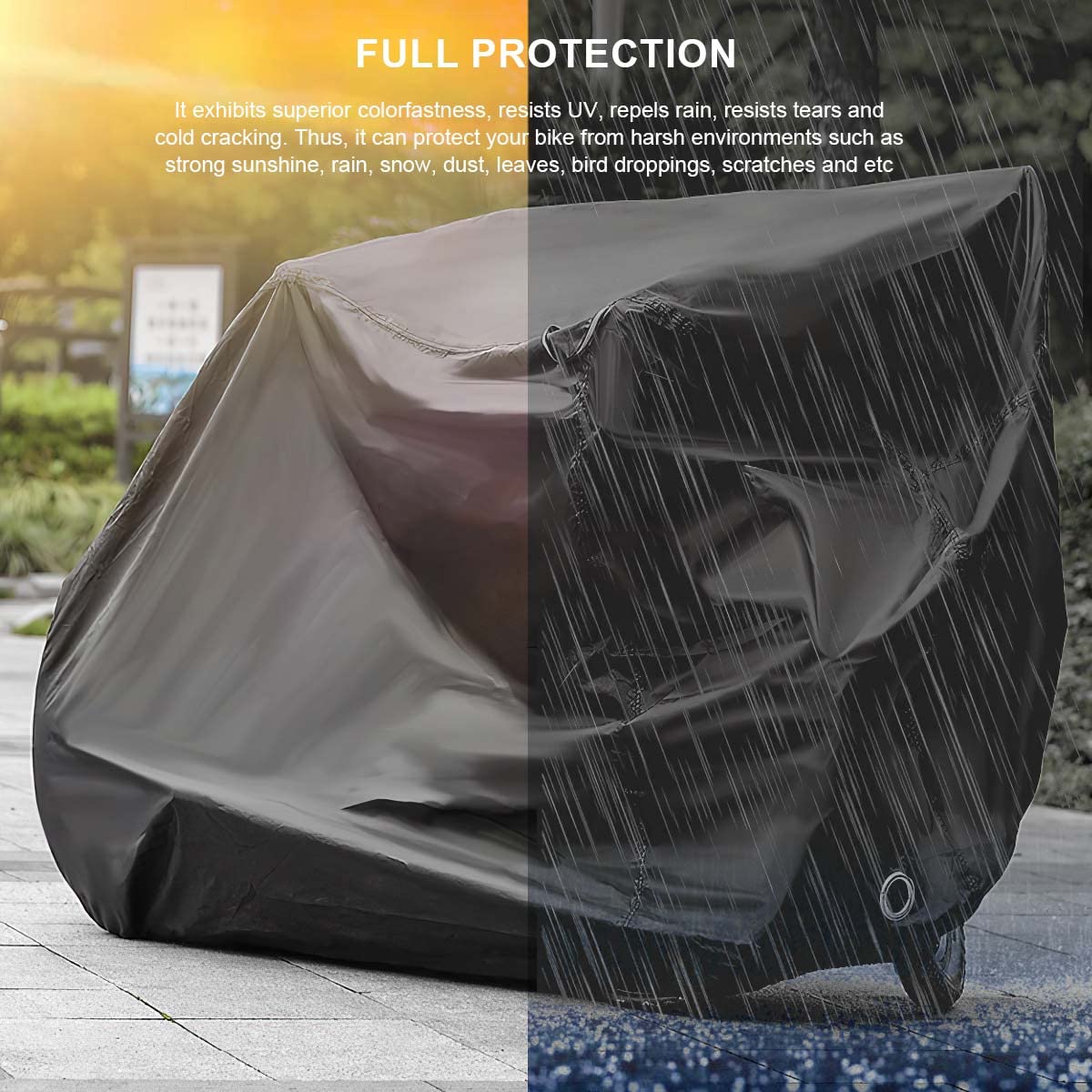 Bike Cover for 2 or 3 Bikes, Bicycle Cover Outdoor Storage Waterproof Rain Sun UV Dust Wind Proof with Lock Hole for city Mountain Road Electric Bike Heavy Duty Bikes Black