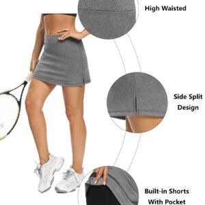 LouKeith Tennis Skirts for Women Golf Athletic Activewear Skorts Mini Summer Workout Running Shorts with Pockets Light Gray S