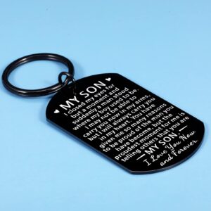 Inspirational Keychain Gift for Son Him from Mom Dad To My Son Back To School First Day of School Graduation Birthday Gifts Christmas Valentines Gift for Teen Boy Adult Son Stepson from Mother Father