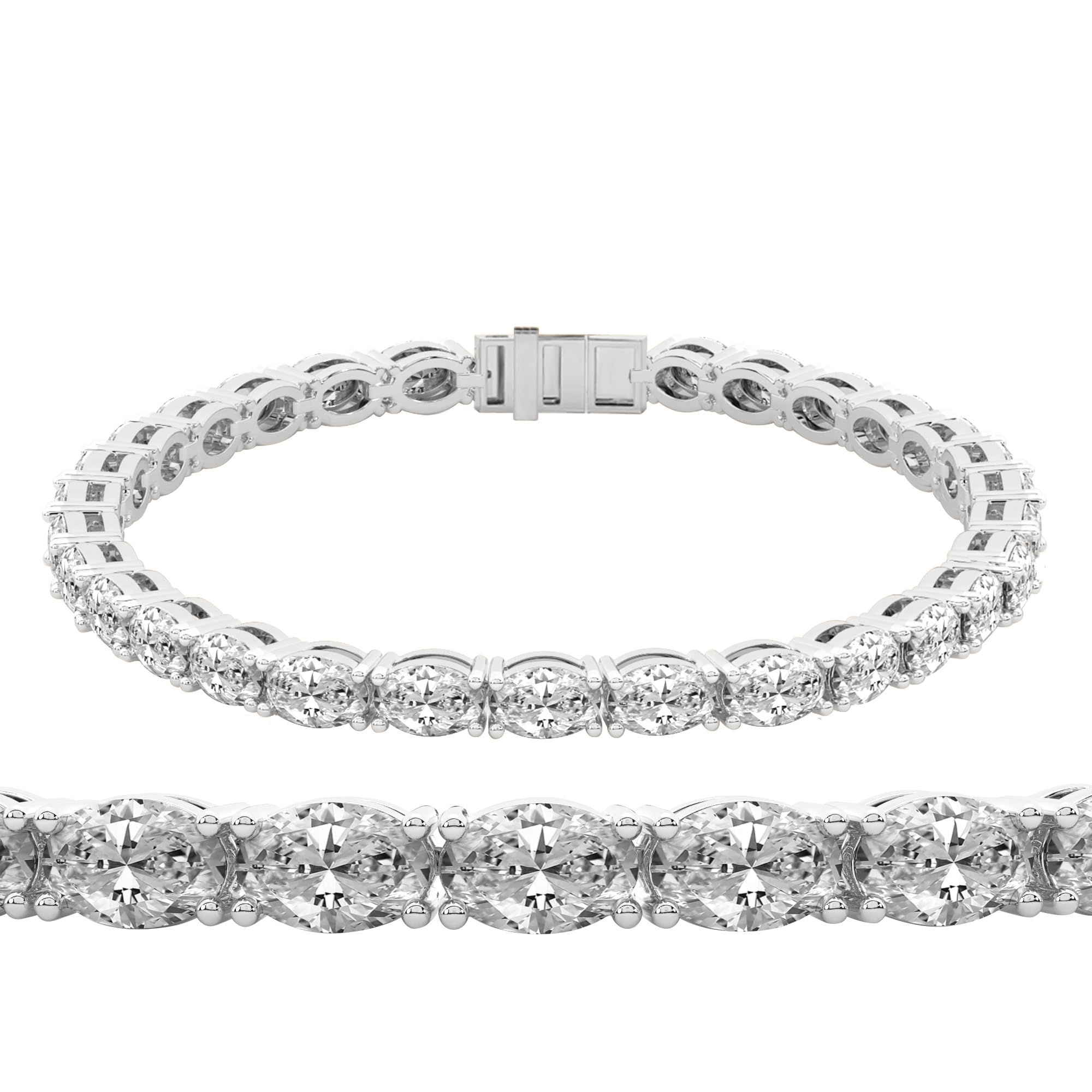 FRIENDLY DIAMONDS 5 Carat IGI Certified Lab Grown Diamond Bracelet Line 7" | 14K in White Gold | Aldea Oval Lab Diamond Tennis Bracelet | Prong Settings | FG-VS1-VS2 Quality