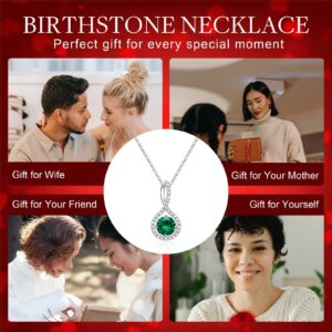 Ursilver Emerald Necklace for Women - S925 Sterling Silver Birthstone Necklace 2CT Emerald Necklace May Birthday Gifts May Birthstone Necklace May Birthstone Jewelry Mothers Day Gifts for Women