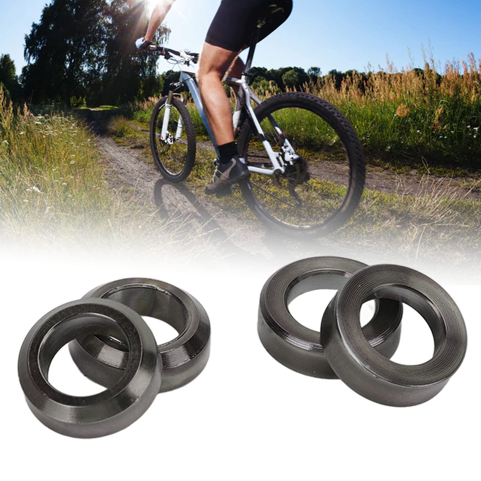 Alomejor 4pcs Bike Brake Caliper Spacer,Mountain Bike Concave and Convex Disc Brake Spacer Washers(Black)