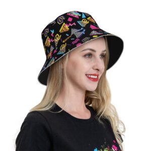 Retro 80s 90s Bucket Hat Accessories Women Men Black Hip Hop Cap Party Outfits