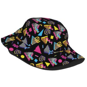 Retro 80s 90s Bucket Hat Accessories Women Men Black Hip Hop Cap Party Outfits