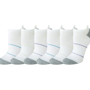 Amazon Essentials Women's Performance Zone Cushion Athletic Tab Socks, 6 Pairs, White, 8-12