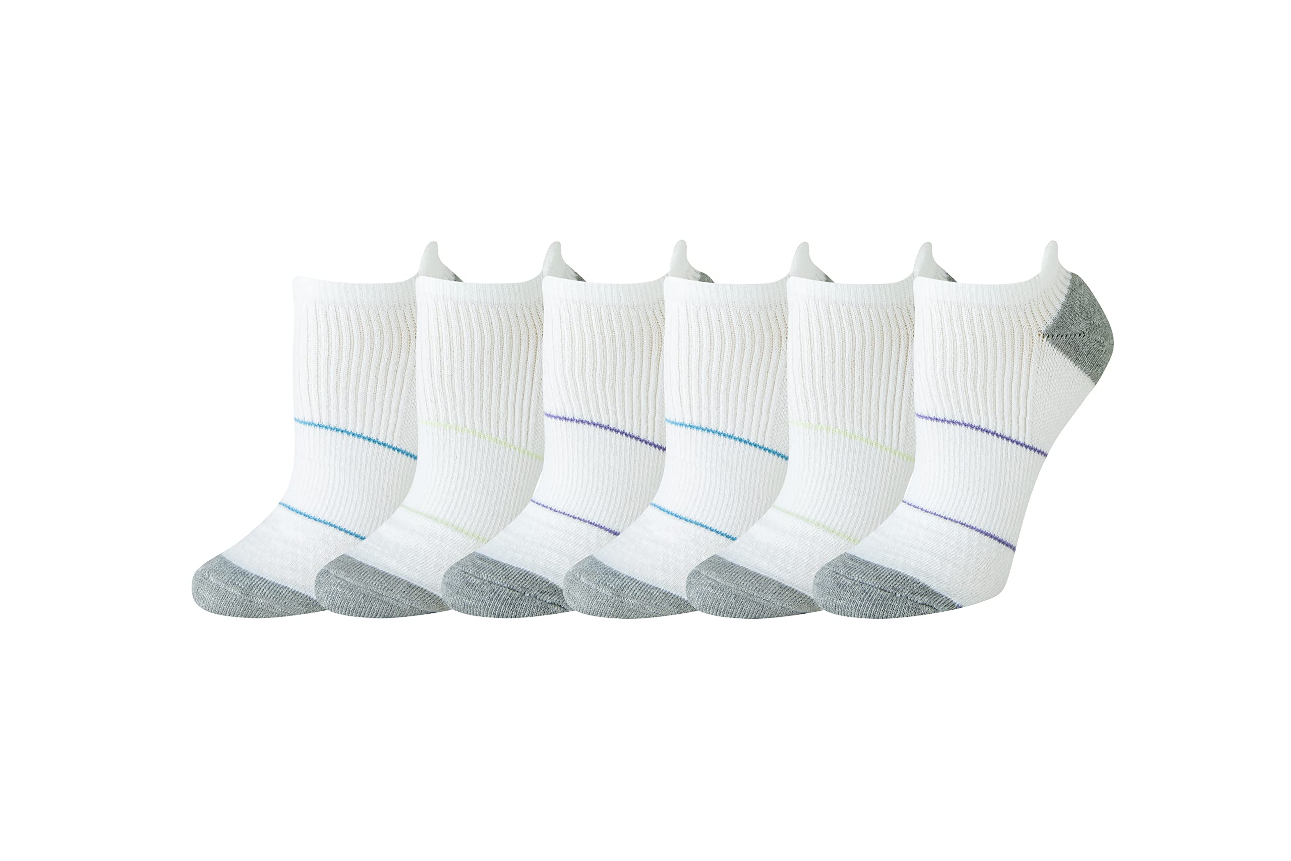 Amazon Essentials Women's Performance Zone Cushion Athletic Tab Socks, 6 Pairs, White, 8-12