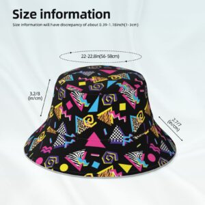 Retro 80s 90s Bucket Hat Accessories Women Men Black Hip Hop Cap Party Outfits