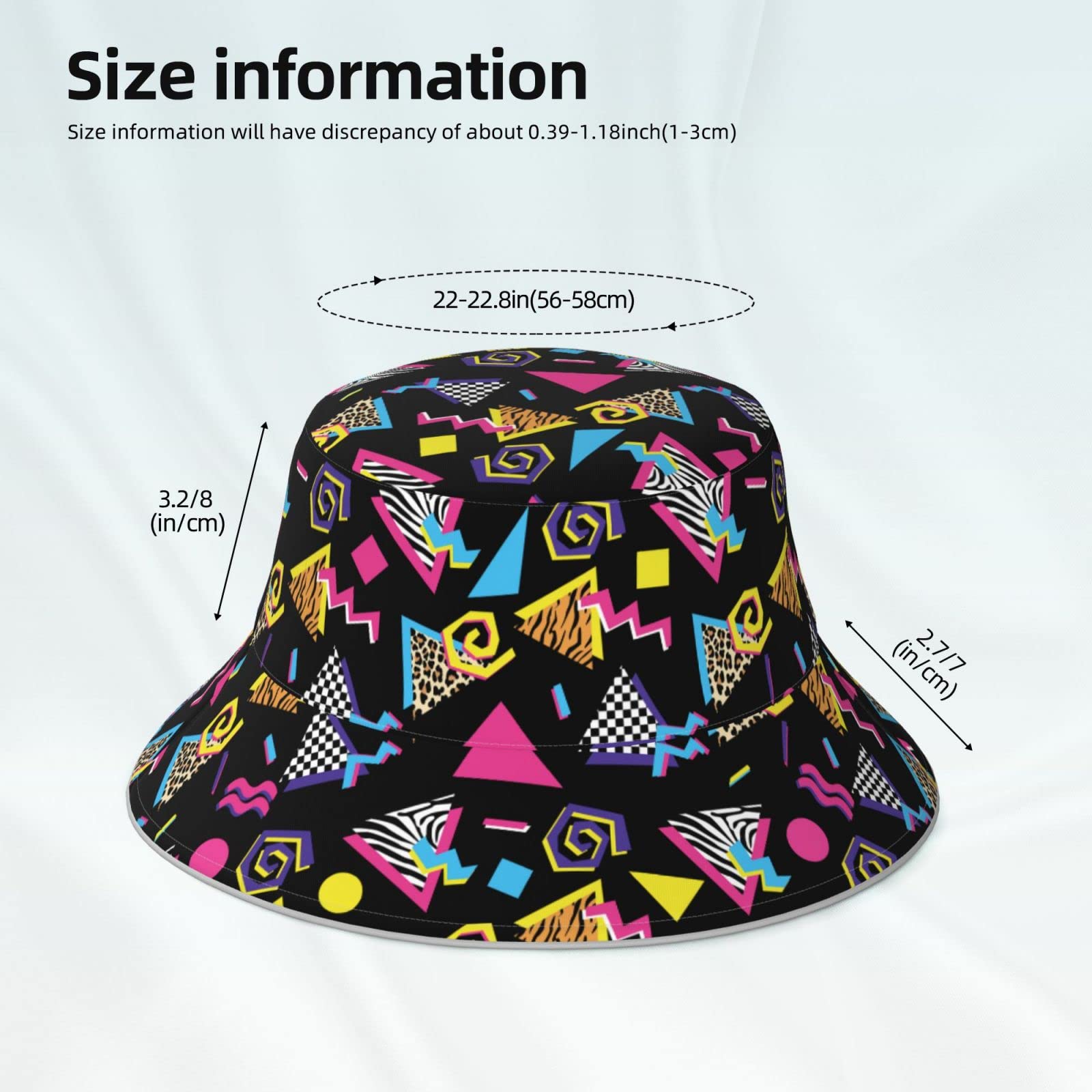 Retro 80s 90s Bucket Hat Accessories Women Men Black Hip Hop Cap Party Outfits