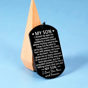 Inspirational Keychain Gift for Son Him from Mom Dad To My Son Back To School First Day of School Graduation Birthday Gifts Christmas Valentines Gift for Teen Boy Adult Son Stepson from Mother Father