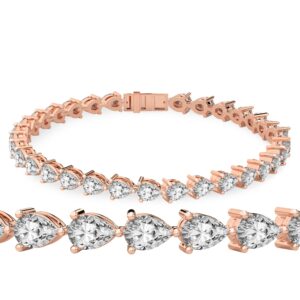 friendly diamonds 3 carat igi certified lab grown diamond bracelet line 7" | 14k in rose gold | serene pear lab diamond tennis bracelet | three prong settings | fg-vs1-vs2 quality