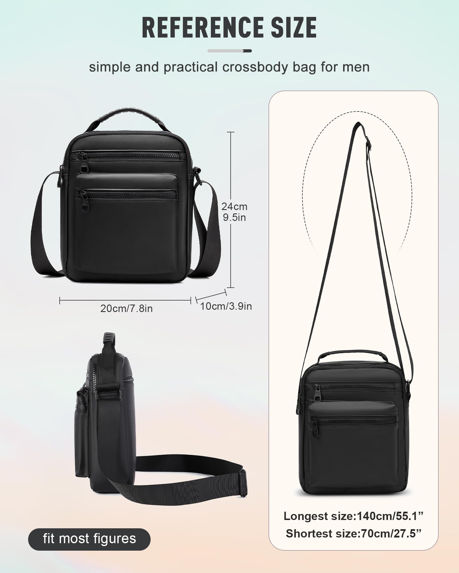 WEPLAN Crossbody Bag for Men, mini man purse,Travel Messenger Shoulder Bag for Men, Small Side Bags for Mens