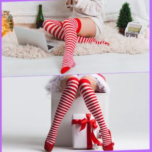 JaGely 12 Pairs Women Thigh High Socks Striped Knee High Socks Thigh High Socks for Women Multicolored Elastic over The Knee Long Stocking Socks for Women Girls Anime Cosplay Daily