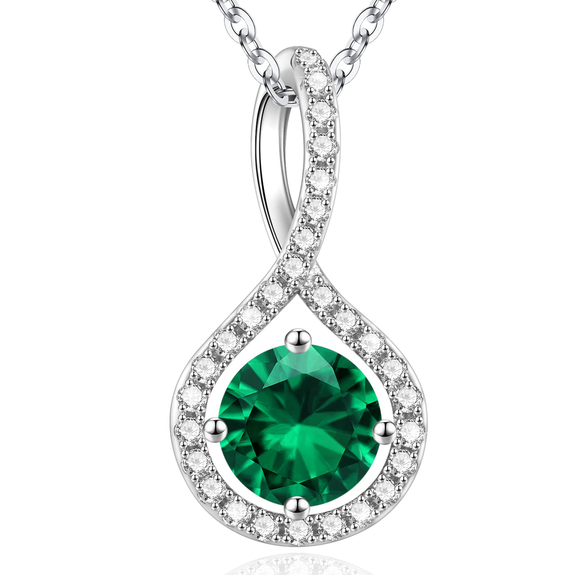 Ursilver Emerald Necklace for Women - S925 Sterling Silver Birthstone Necklace 2CT Emerald Necklace May Birthday Gifts May Birthstone Necklace May Birthstone Jewelry Mothers Day Gifts for Women