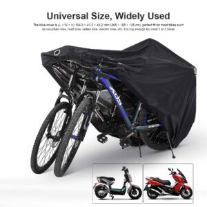 Bike Cover for 2 or 3 Bikes, Bicycle Cover Outdoor Storage Waterproof Rain Sun UV Dust Wind Proof with Lock Hole for city Mountain Road Electric Bike Heavy Duty Bikes Black