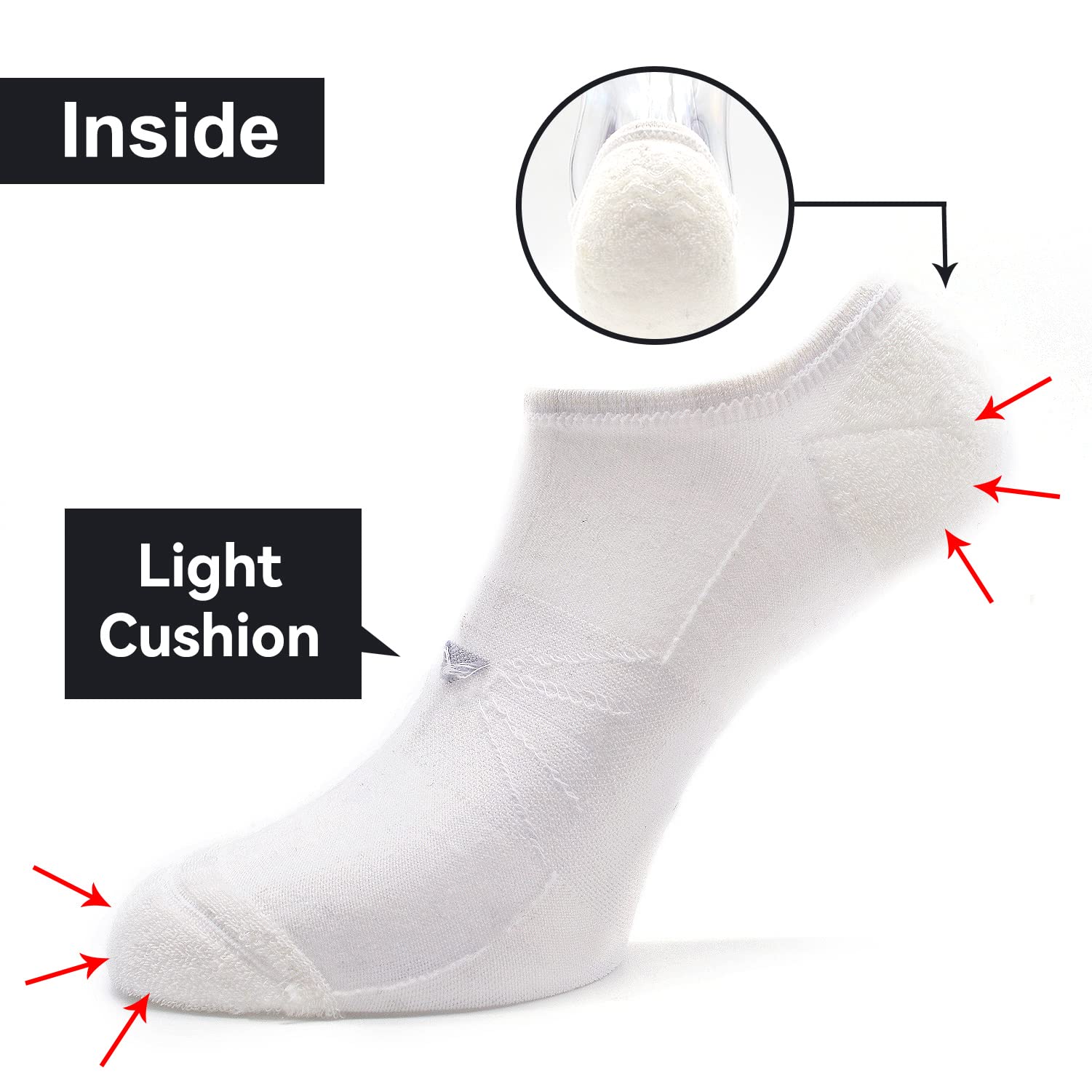 Socks Daze 6 Pack No Show Wool Socks for Women Size 8-12 Men's Non Slip Invisible Summer Thin Soft Mernio Wool Sport Socks for Light Running Hiking Walking, Medium, White