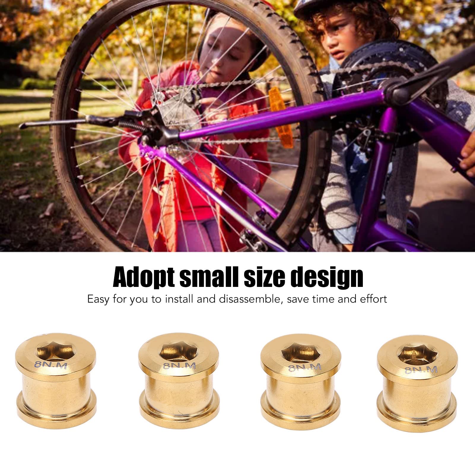 4Pcs Chainwheel Disc Screw, Alloy Single Chainring Bolts for Mountain Bikes(Gold)