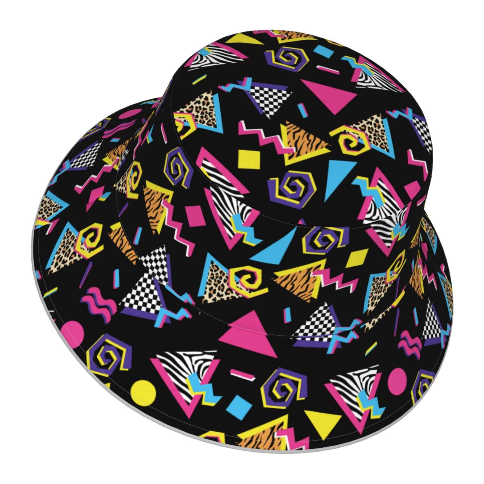 Retro 80s 90s Bucket Hat Accessories Women Men Black Hip Hop Cap Party Outfits