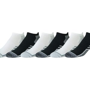 Amazon Essentials Men's Performance Zone Cushion Athletic Tab Socks, 6 Pairs, Black/White, 6-12