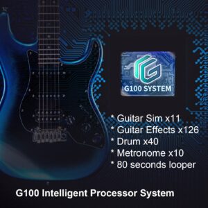 GTRS P800 Rosewood Fretboard Professional Electric Guitar Kit with Intelligent Process System Guitar Simulations Effects Drum Looper Metronome Support App Control for Recording Performance Practice