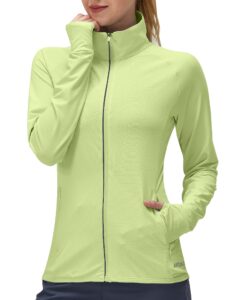 women's upf 50+ uv sun protection clothing long sleeve athletic hiking shirts lightweight spf zip up outdoor jacket(green,xl)